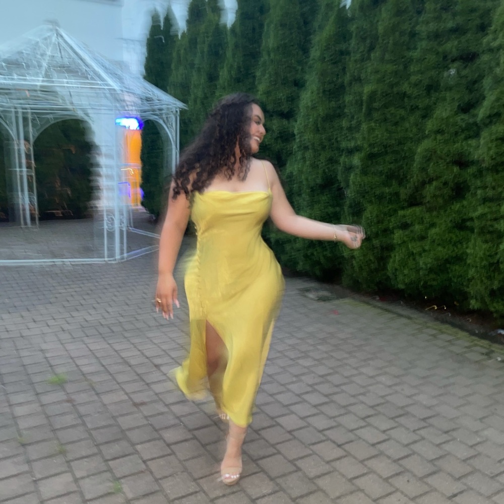Zara Mustard Satin Lingerie Style Dress XL